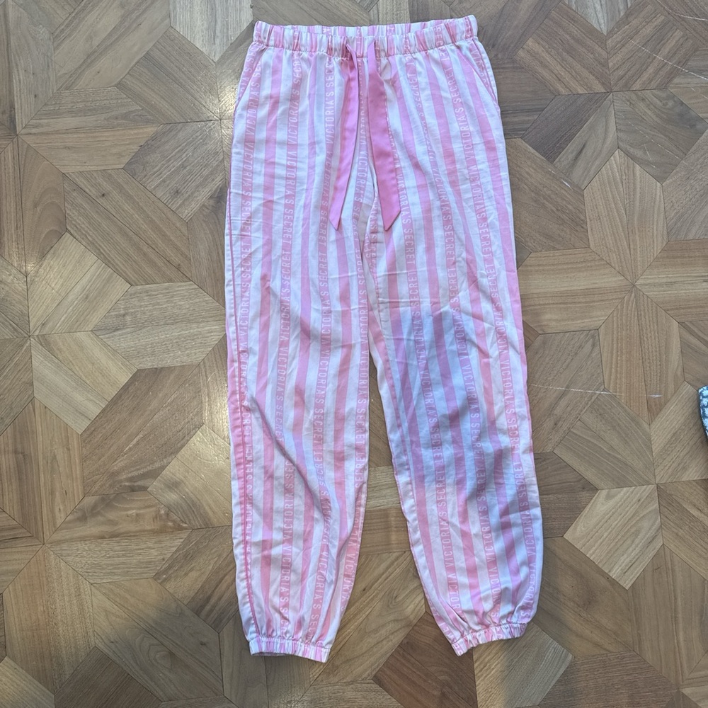 VS Pink and White Striped Pijama Pants